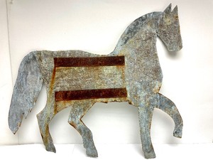 lot 6 image: Original Antique Folk Art Metal Horse Weathervane #1