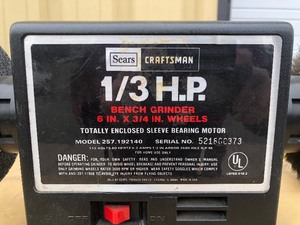 lot 307 image: Work CRAFTSMAN Bench Grinder