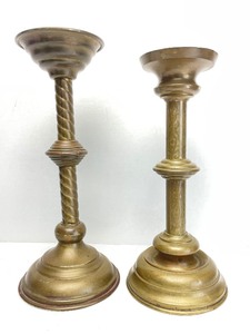 lot 237 image: 2 Antique 1880s Era Brass Candlesticks