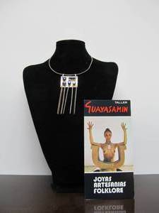 Signed Vintage Oswaldo GUAYASAMIN Sterling Silver &amp Lapis Pendant Necklace