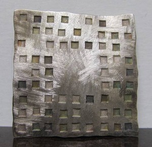 Sterling Silver Modernist Sculptural Square Designer Brooch by Jan Suchodolski