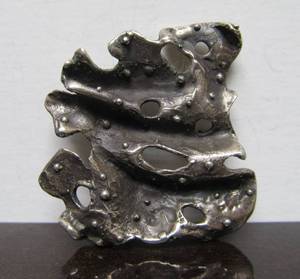 Sculptural Vintage Signed Brutalist Sterling Silver Brooch