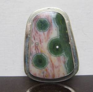 Larger Signed Sterling Silver &amp Ocean Jasper Pendant by Andrea Zagaris
