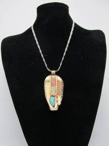 Fantastic Large Vintage Oriental Carved Bone &amp Sterling Silver Horse Pendant