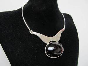 Large Sterling Silver &amp Deep Purple Pendant Necklace