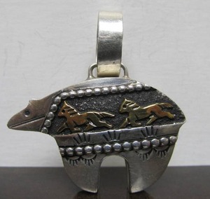 Fantastic Sterling Silver Southwestern Bear Pendant by Tommy Singer