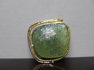 Signed Avi Soffer Sterling &amp Roman Glass Brooch