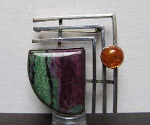 Excellent Signed Sterling Silver Modernist Brooch by Tim Bastianse