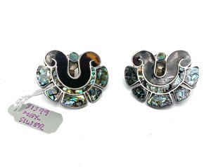 Vintage 1950s-60s Southwestern Inlaid Sterling Silver &amp Earrings&nbsp