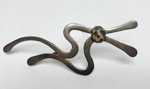Large Danish Modern Sterling Silver &amp Jasper Brooch by Denmark Silversmith Kristine Algreen Petersen
