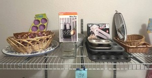 lot 34 image: Shelf Contents including KRUPS Mini Pro Food Processor - BRING HELP TO REMOVE