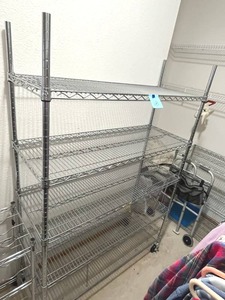 lot 68 image: Heavy Duty Metal Rolling Storage Rack (48 W x 18 D x 70 T) - BRING HELP TO REMOVE.  NO ONSITE PAYMENTS