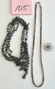 lot 105 image: Vintage Jewelry Lot with Sterling Silver Sunburst Piece - NO ONSITE PAYMENTS