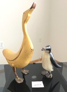 lot 233 image: Vintage Hand Carved Wood Duck and Penguin (NO ONSITE PAYMENTS ACCEPTED.  PAY ONLINE BEFORE PICKUP)