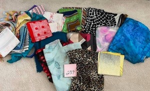 lot 239 image: Vintage Scarves and Neckerchief Lot - NO ONSITE PAYMENTS ACCEPTED
