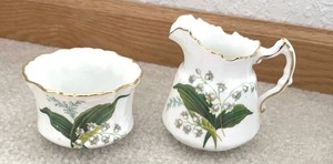lot 279 image: Vintage Hammersley & Co. Lily of the Valley Sugar and Creamer Set