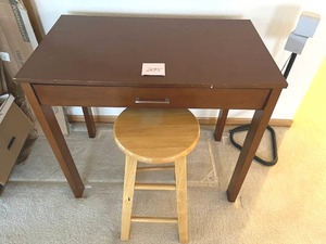 lot 295 image: Drawing Table (34 W x 20 D x 29.5 T) with Stool - BRING HELP TO REMOVE