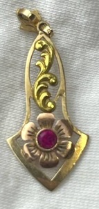 lot 315 image: Vintage 10K ESEM Stamped Gold Pendant (1.25 Long) - PAY ONLINE BEFORE PICKUP.  NO PAYMENTS ACCEPTED ONSITE