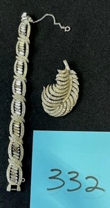 lot 332 image: Vintage Trifari Costume Jewelry Lot - Both Pieces are missing some Rhinestones (PAY ONLINE BEFORE PICKUP)
