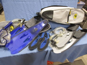 lot 214 image: Swim Fins, Snorkels, Bag, Masks
