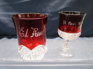 lot 88 image: Ruby Flash Souvenir Glass