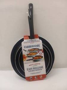 lot 36 image: NEW FARBERWARE EASY RELEASE DURABLE NONSTICK FRYING PAN TRIPLE PACK
