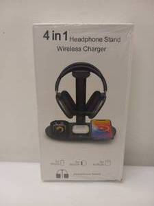 lot 62 image: NEW 4 IN 1 HEADPHONE STAND WIRELESS CHARGER