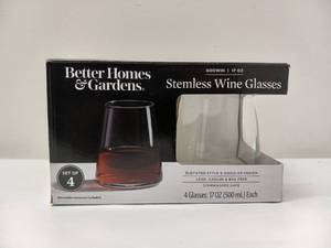 lot 71 image: NEW BETTER HOMES & GARDENS STEMLESS WINE GLASSES
