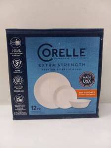 lot 80 image: NEW CORELLE 12PC EXTRA STRENGTH DINNERWARE SET