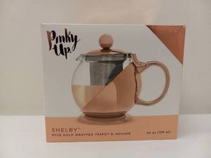 lot 82 image: NEW PINKY UP SHELBY ROSE GOLD WRAPPED TEAPOT & INFUSER