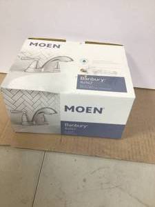 lot 4 image: MOEN Banbury 4 in. Centerset Double Handle Low-Arc Bathroom Faucet in Chrome Customer Returns See Pictures