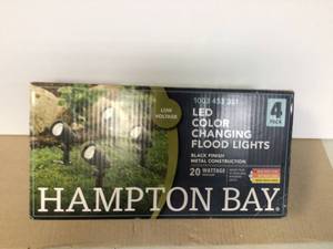 lot 10 image: Hampton Bay 20-Watt Equivalent Millennium Black Adjustable Light Color Integrated LED Outdoor Landscape Flood Light (4-Pack) Customer Returns See Pictures