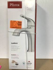 lot 20 image: Pfister Ladera Single Handle Single Hole Bathroom Faucet in Spot Defense Brushed Nickel Customer Returns See Pictures