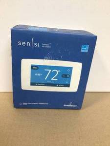 lot 33 image: Emerson Sensi Touch 7-day Programmable Wi-Fi Smart Thermostat with Touchscreen Color Display, C-wire Required - White Customer Returns See Pictures