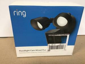 lot 46 image: Ring Floodlight Cam Wired Plus - Smart Security Video Camera with 2 LED Lights, 2-Way Talk, Color Night Vision, Black Customer Returns See Pictures