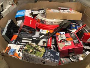 Gaylord of Assorted Tools, Small Housewares,  and Hardware Various Models and Conditions  Customer Returns See Pictures