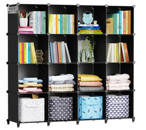 lot 125 image: HOMIDEC Cube Storage Organizer 16-Cube Storage Shelf (48.4 L x 12.2 W x 48.4 H Inches),Black
