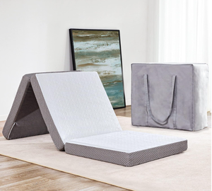 lot 129 image: Kingfun Memory Foam Folding Mattress, 4 Inch Gel-Infused Breathable Tri-fold Mattress Topper