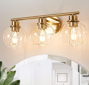 lot 162 image: Lanmate Bathroom Light Fixtures Over Mirror 3-Lights Gold Bathroom