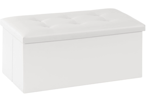 lot 183 image: Youdesure White Folding Storage Ottoman Bench, Faux Leather