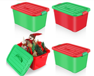 lot 189 image: Abbylike 33 Quarts Christmas Storage Bin, Set of 4