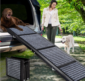 lot 283 image: Folding Pet Car Ramp with Non-Slip Rug Surface, Portable Dog Ramp for Cars and SUVs, 62 Long & 17 Wide