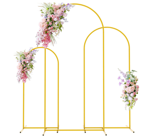 lot 341 image: Anmakou Wedding Gold Arch Backdrop Stand 6FT,5FT,4FT Set of 3 Metal