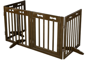 lot 236 image: Yescom Folding Pet Gate Wooden Dog Fence Safety Doorway Barrier 4 Panels