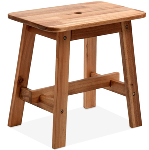 lot 240 image: BEEFURNI Rectangular Acacia Wood Stool, Small Bench Seat, Small End Table Stool
