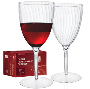 lot 246 image: HyHousing 48Pcs Plastic Wine Glasses, Clear Disposable Champagne Flutes Reusable