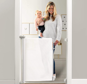 lot 252 image: Momcozy Retractable Baby Gate, 33 Tall, Extends up to 55 Wide, Child Safety Baby Gates