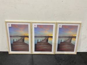 lot 214 image: LOT OF 3 20x14 Natural Picture Frames