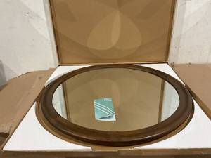 lot 123 image: Round Wood Mirror, 36 Diameter