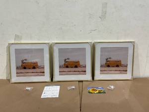 lot 138 image: 16x16 Metal Picture Frame with 12x12 Mat, Brushed Aluminum Finish, Wall Display Frames for Vertical or Horizontal Set of 3 - Gold